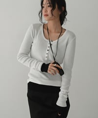 Henry Uneck Rib Knit Tops t1911-504