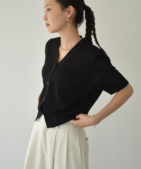 Half Sleeve Mesh Knit Cardigan t1911-387