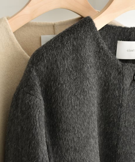 Wool Nocollar Midi Coat ⅽ1911-35