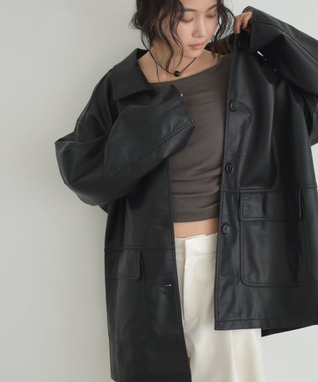 Fake Leather Over Jacket t1911-498