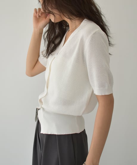 Half Sleeve Mesh Knit Cardigan t1911-387