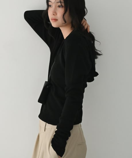 Vneck Hood Knit Tops t1911-503