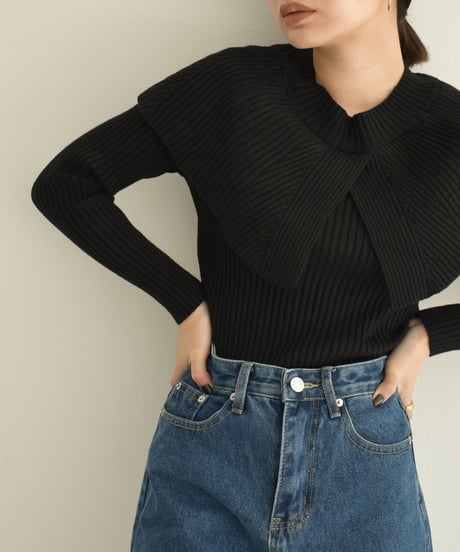 Cape Collar Knit Tops t1911-226