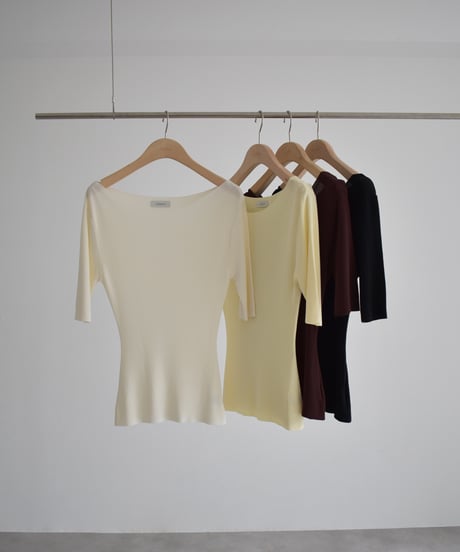 Half sleeve Rib Knit Tops t1911-535
