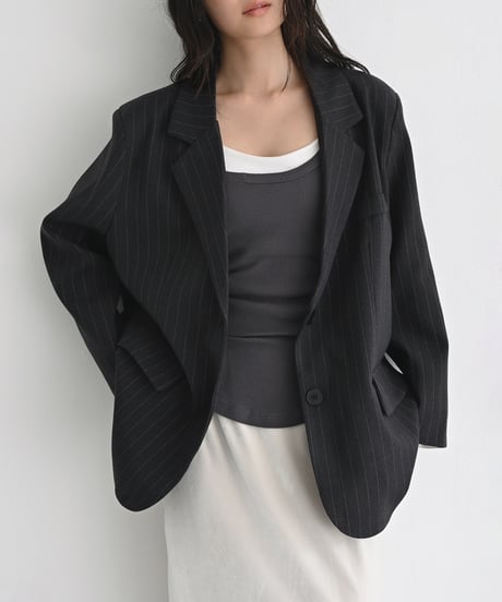 Over Size Stripe Jacket (Dark gray）t1911-517