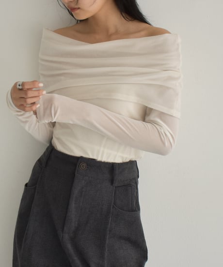 Sheer Velor Offshoulder Tops t1911-312