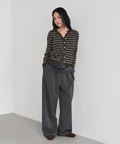 Key Neck Border Knit Cardigan t1911-515