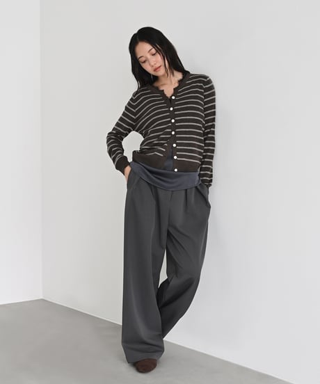 Key Neck Border Knit Cardigan t1911-515