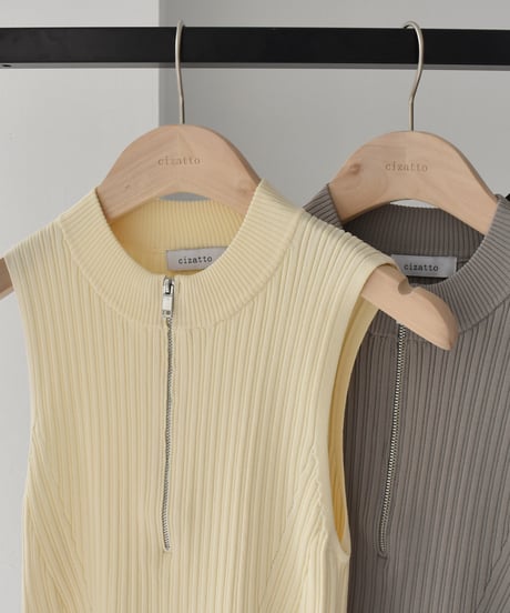 Half Zip Nosleeve Knit Tops t1911-289