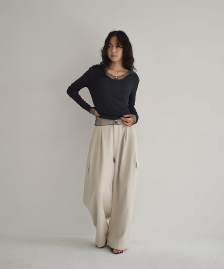 Tulle Layered Rib Tops t1911-438