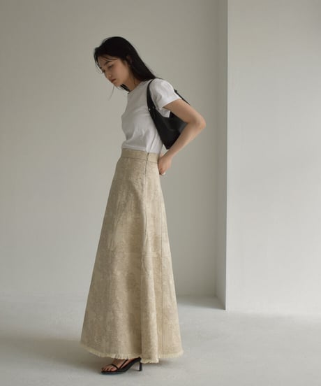 Cottonlinen Jacquard Flare Skirt【セットアップ着用可能】 bo2000-91