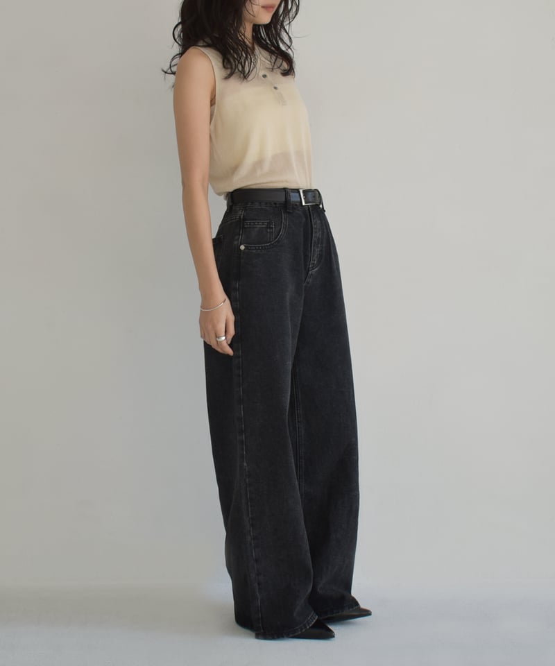 デニム　ブラック Wide Straight Black Denim bo2000-138 | cizatto