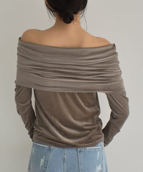 Sheer Velor Offshoulder Tops t1911-312