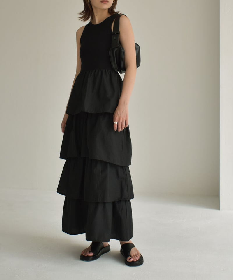 ダブスタ　ネイビー ティアードデザイン ワンピース 38 DOUBLE STANDARD CLOTHING（ダブルスタンダードクロージング）の