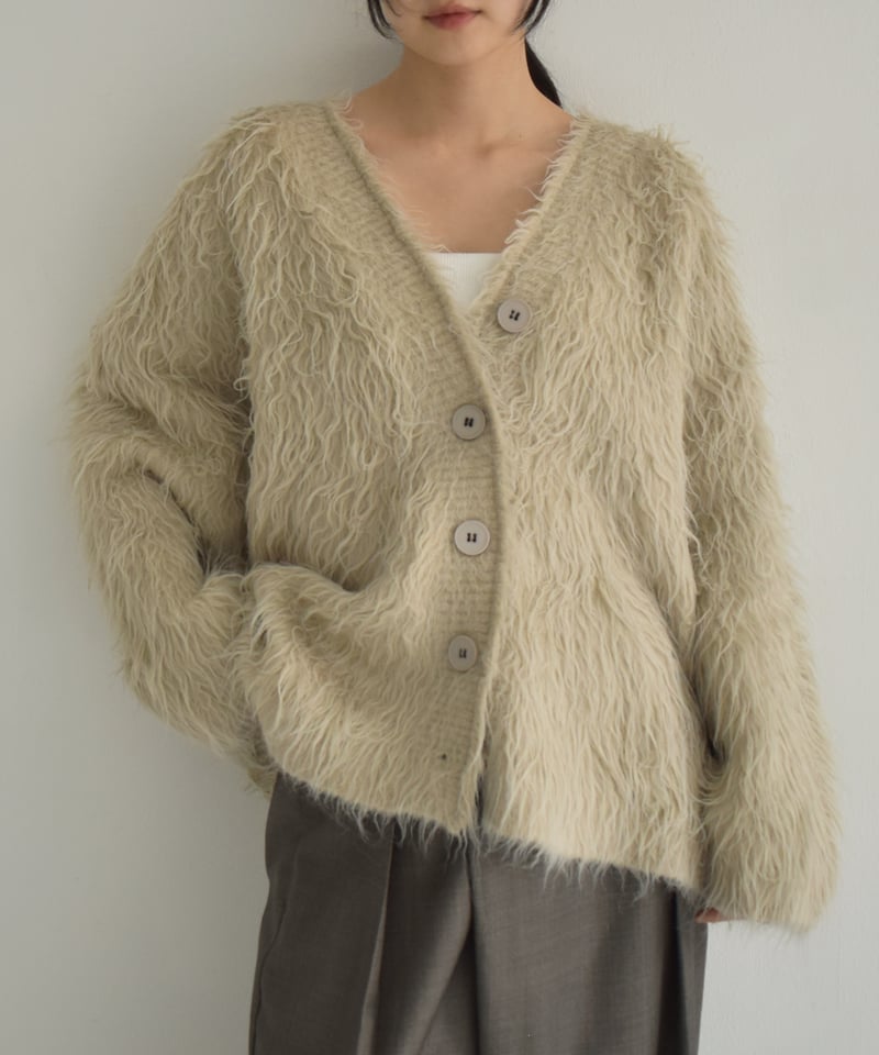 ジャケット・アウター Eaphi SHAGGY KNIT CARDIGAN Eaphi SHAGGY KNIT CARDIGAN ベージュ