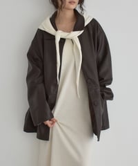 【Pre Order】Brownのみ9月下旬入荷分 予約販売 Fake Leather Over Jacket t1911-498