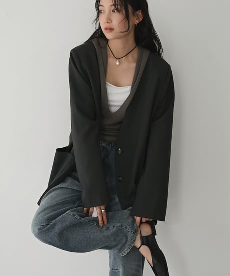 Vneck Hood Knit Tops t1911-503