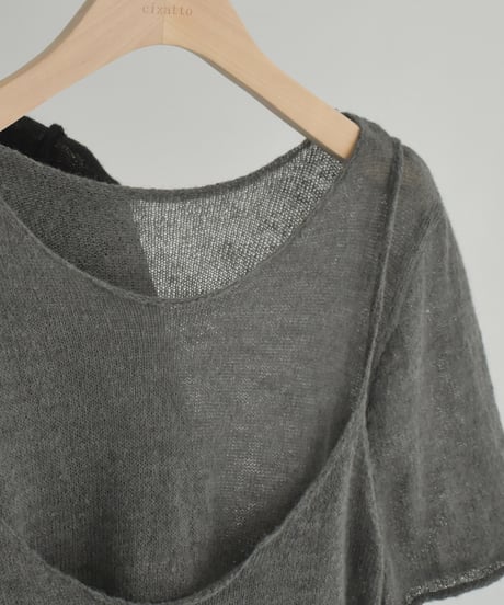 Layered Halfsleeve Sheer Knit t1911-435