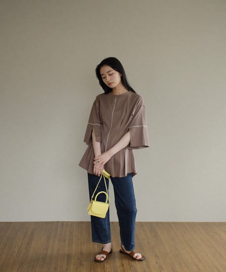 Arm Slit Waistshape Tops t1911-113