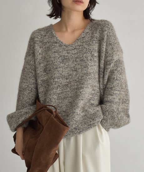 Melange Vneck Loose Knit t1911-485