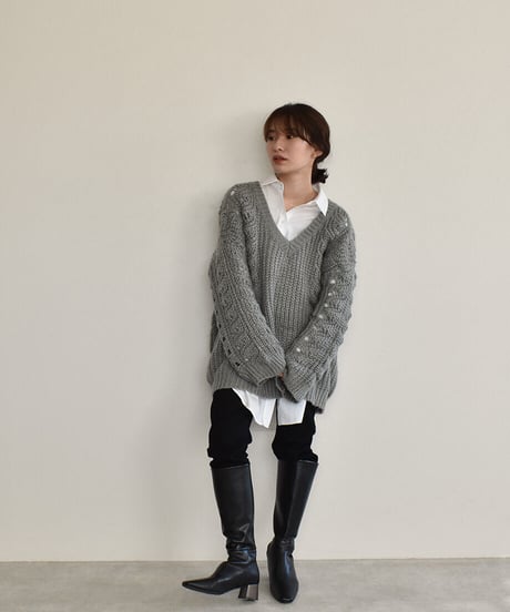 Openwork Vneck Knit t1911-94