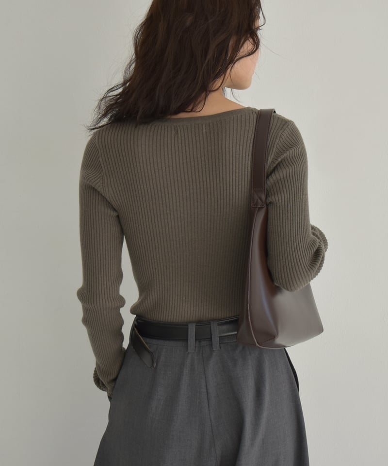 Hole Cut Rib Knit Tops t1911-349 | cizatto