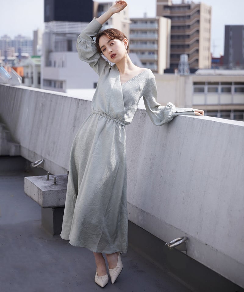 Washer Satin 2way Cachecoeur Dress | cizatto Washer Satin 2way Cachecoeur Dress | cizatto