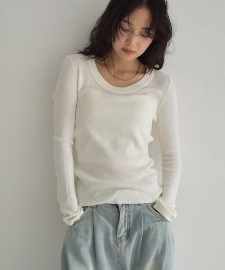 UNeck Rib Knit Tops t1911-437