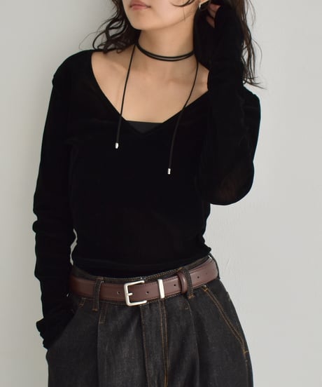 Sheer Velor Long Sleeve Tops t1911-472