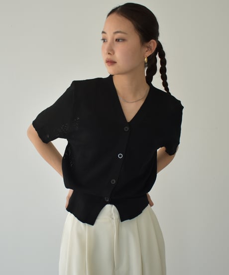 Half Sleeve Mesh Knit Cardigan t1911-387