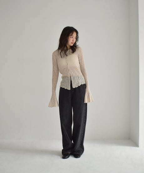 Bell Sleeve Sheer Knit Cardigan t1911-461