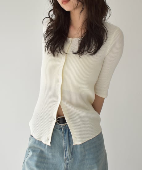 Half Sleeve Rib Knit Cardigan t1911-397