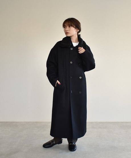 Boa Collar Wool Coat（Black）c1911-12