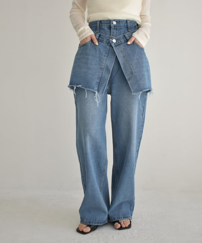 Layered Denim Pants bo2000-106 | cizatto Layered Denim Pants bo2000-106 | cizatto