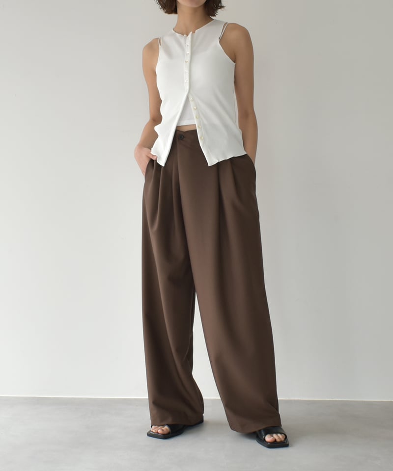 パンツ Double Waist Asymmetry Tuck Pants Asymmetry Semiwide Tuck Pants bo2000-136 | cizatto