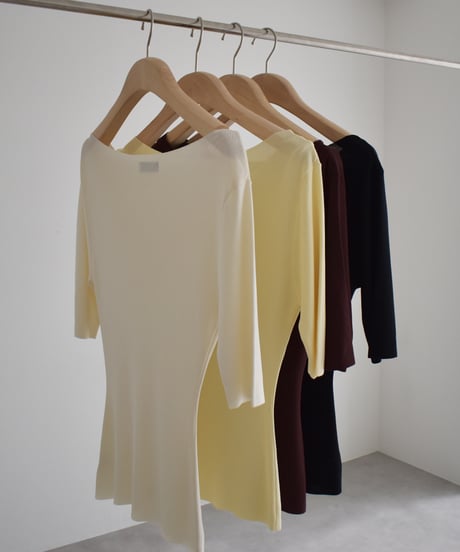 Half sleeve Rib Knit Tops t1911-535
