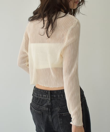 Sheer Rib Knit Cardigan t1911-386