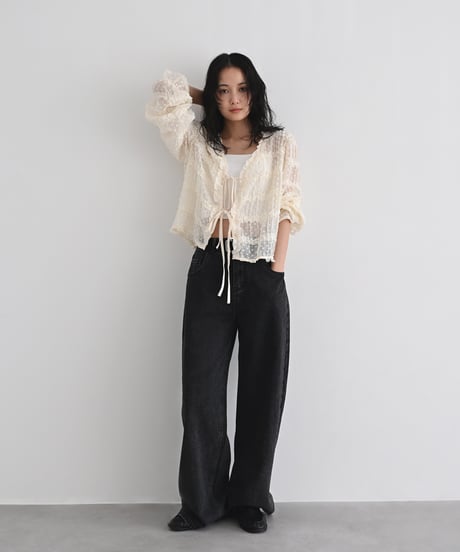 Dot Sheer Ribbon Cardigan t1911-520