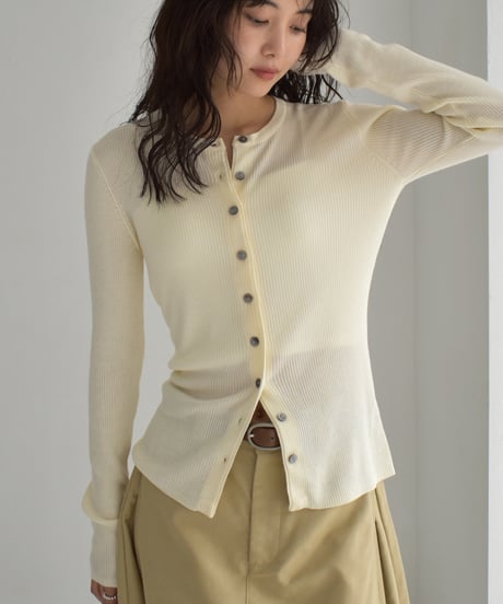 Crew Neck Rib Kint Cardigan t1911-350