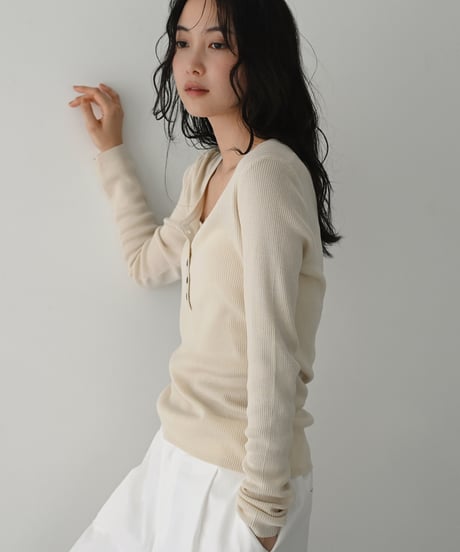 Henry Uneck Rib Knit Tops t1911-504
