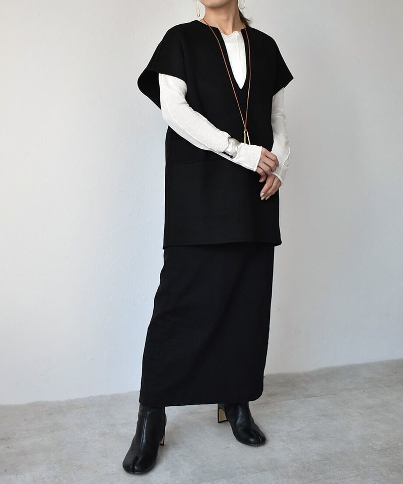 Wool Short Caftan Vest | cizatto
