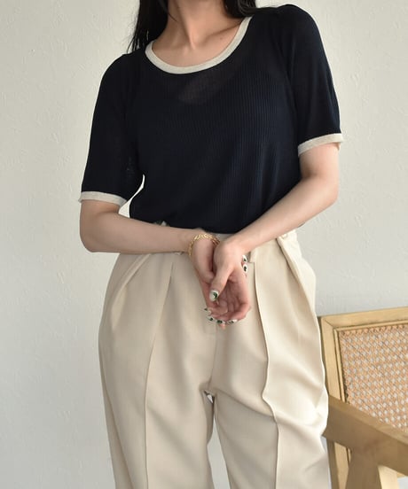 Bicolor Rib Knit Pullover t1911-70