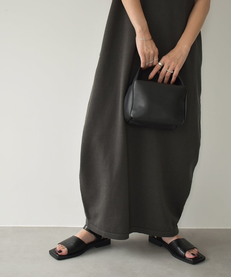 新作 Zip up cocoon OP ブラック ニットワンピース ロング 38 2通りの