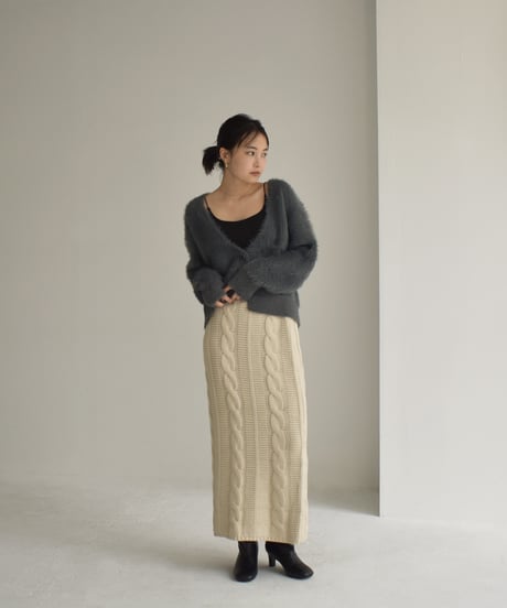 Deep Vneck Shaggy Cardigan t1911-234