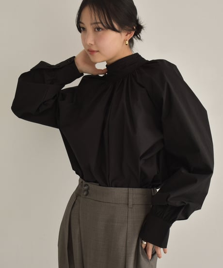 Tuck Stand Collar Blouse t1911-263