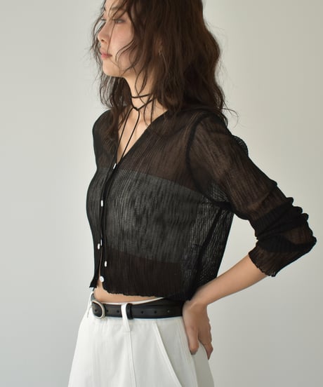 Sheer Rib Knit Cardigan t1911-386