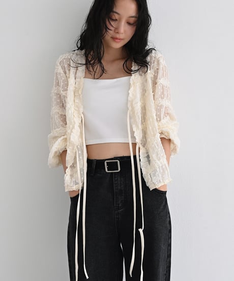 Dot Sheer Ribbon Cardigan t1911-520