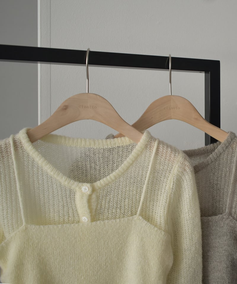 2piece Sheer Knit Cardigan t1911-344 | cizatto