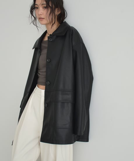 Fake Leather Over Jacket t1911-498