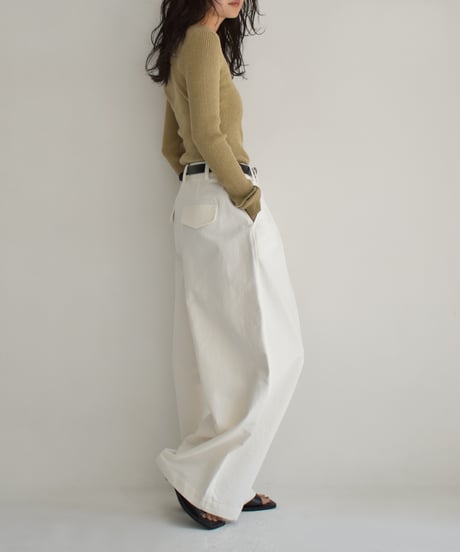 Cotton Tuck Wide Pants bo2000-139